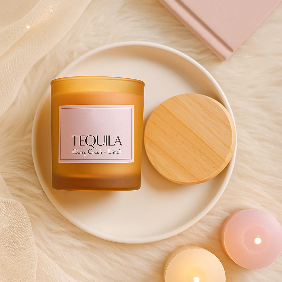 Tequila Aroma | 1 Wick Scented Candle | Frosted Glass Jar | 30+ Burning Hours