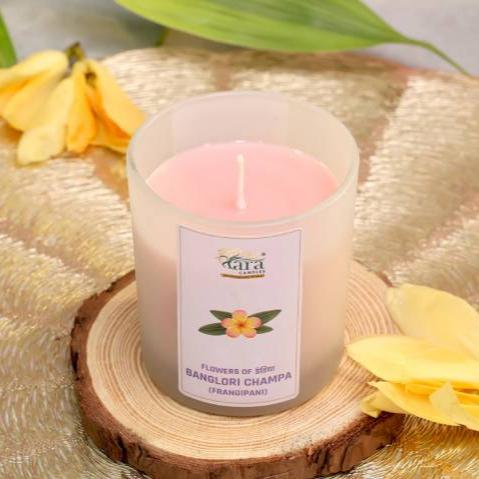 Banglori Champa - 1 Wick Scented Candle - Frosted Glass Jar - Tara Candles