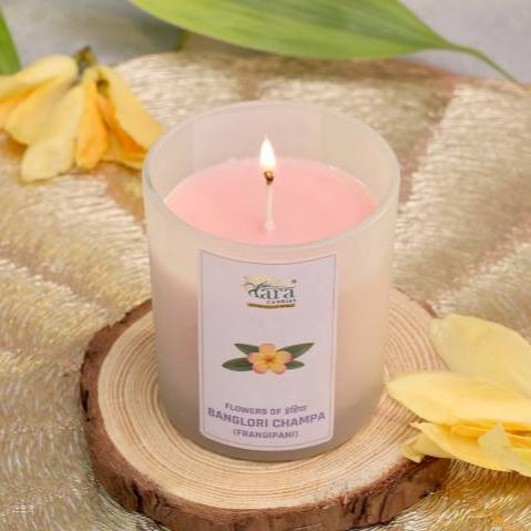 Banglori Champa - 1 Wick Scented Candle - Frosted Glass Jar - Tara Candles