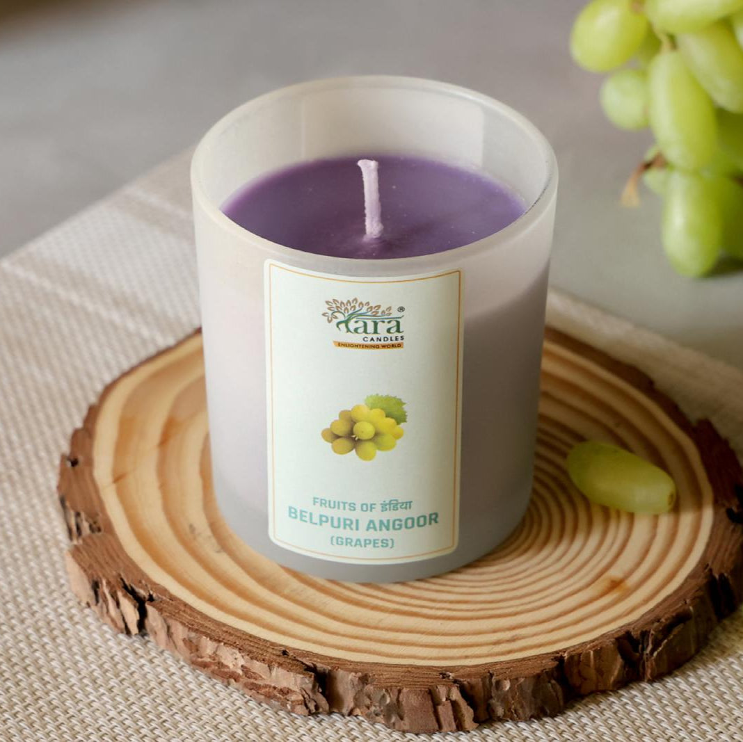 Belpuri Angoor - 1 Wick Scented Candle - Frosted Glass Jar - Tara Candles