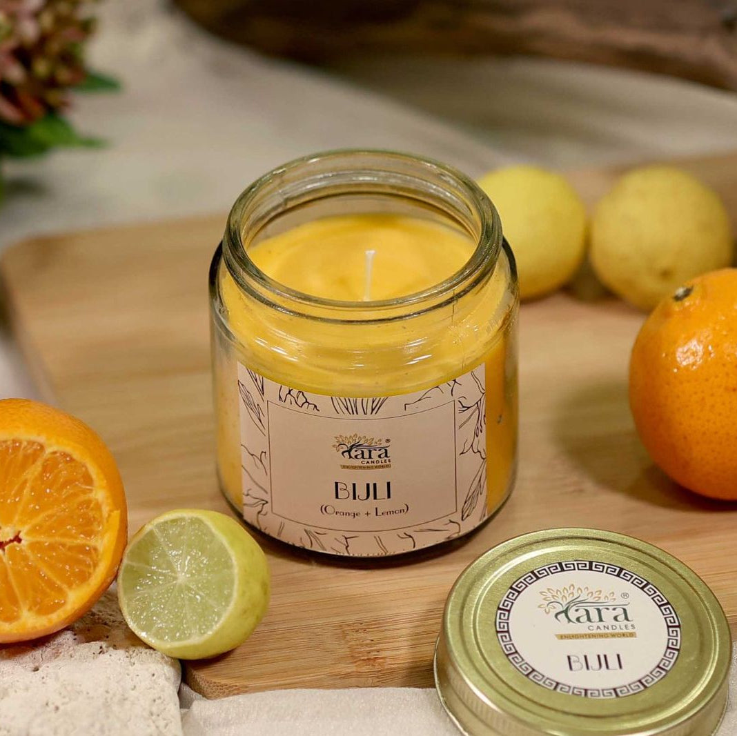 Bijli - 1 Wick Scented Candle - Plain Glass Jar - Tara Candles