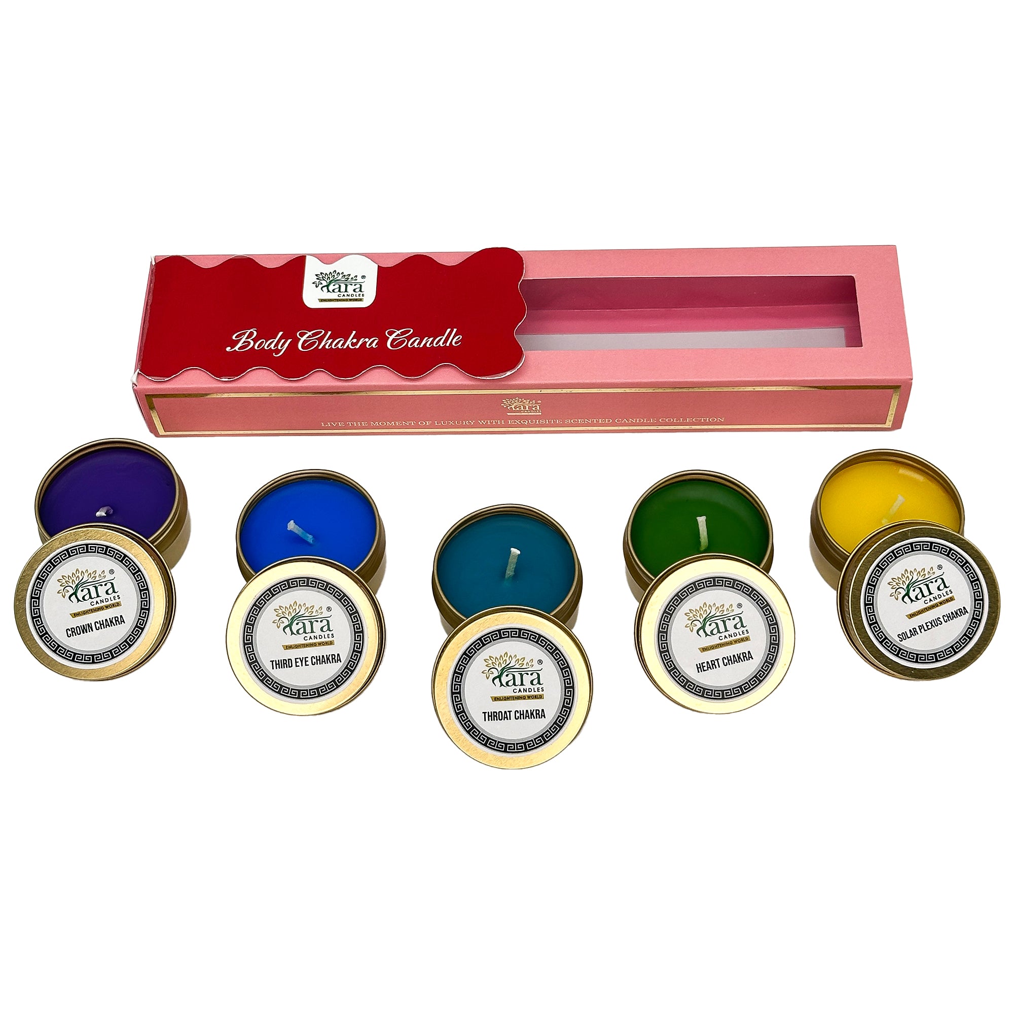 Body Chakra Candle - Scented Tin Candle - Set of 5 - Tara Candles