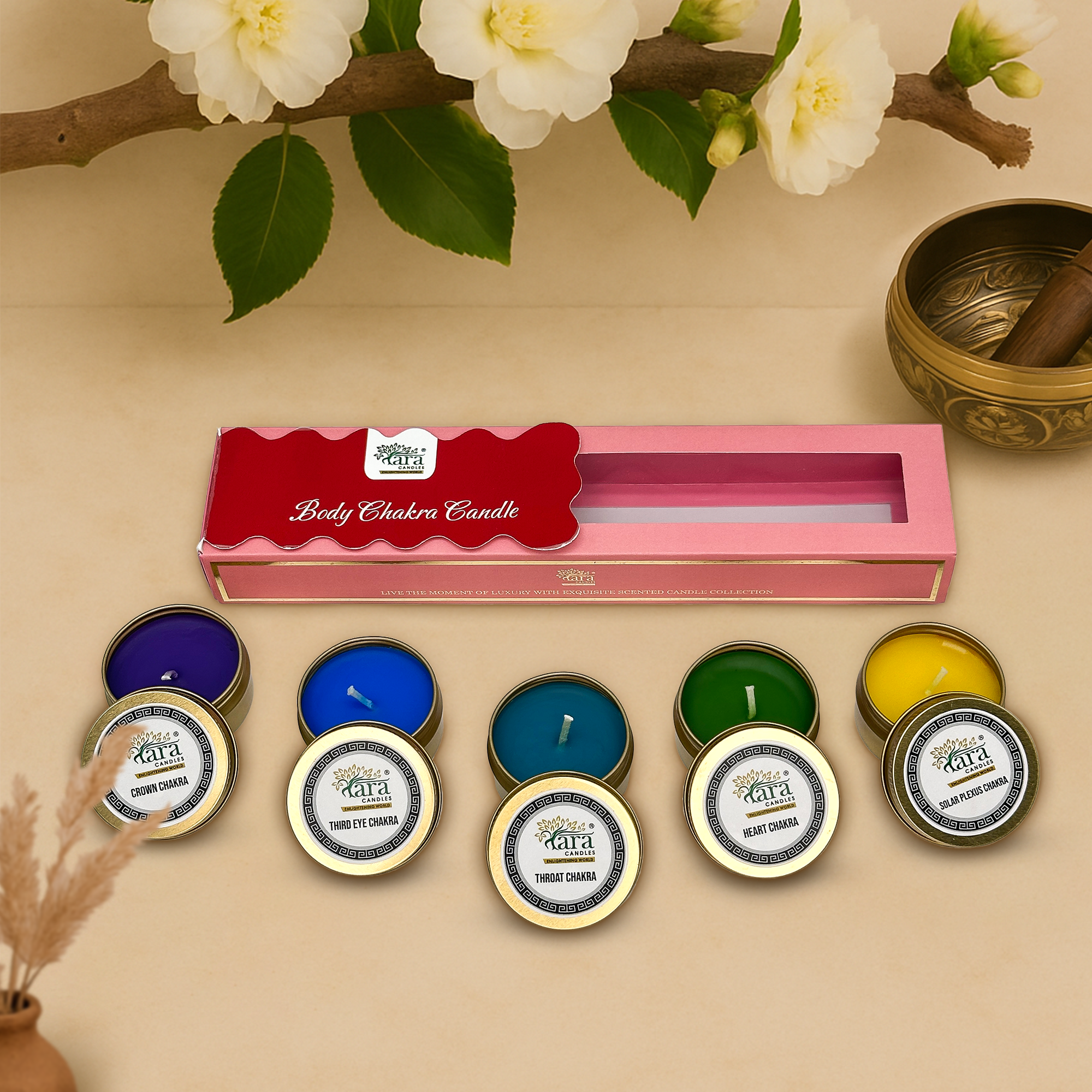 Body Chakra Candle | Scented Tin Candle | Set of 5 | Single Wick