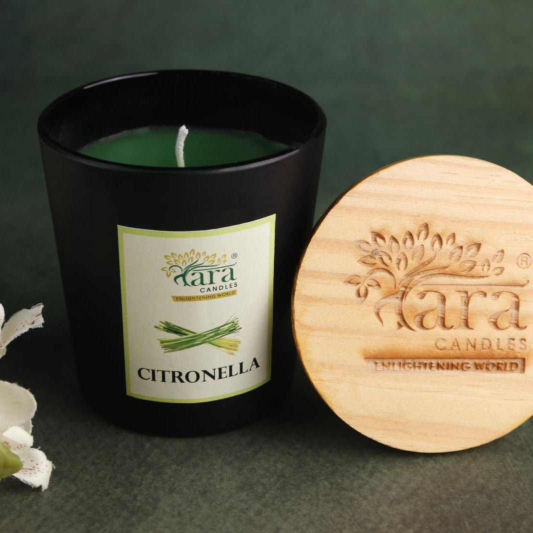 Citronella - 1 Wick Scented Candle -  Amber Glass Jar - Medium - Tara Candles