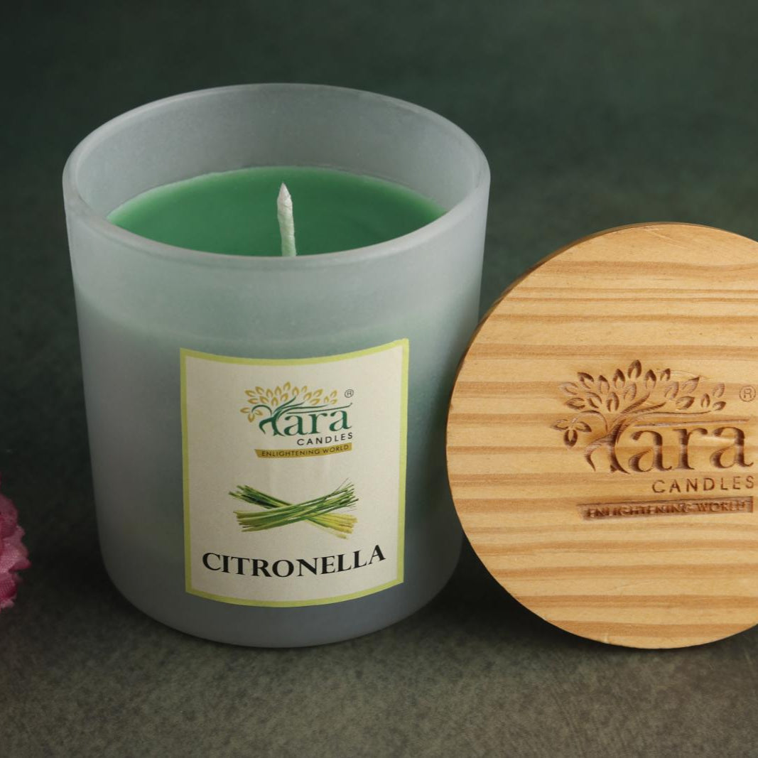 Citronella - 1 Wick Scented Candle - Frosted Glass Jar - Tara Candles