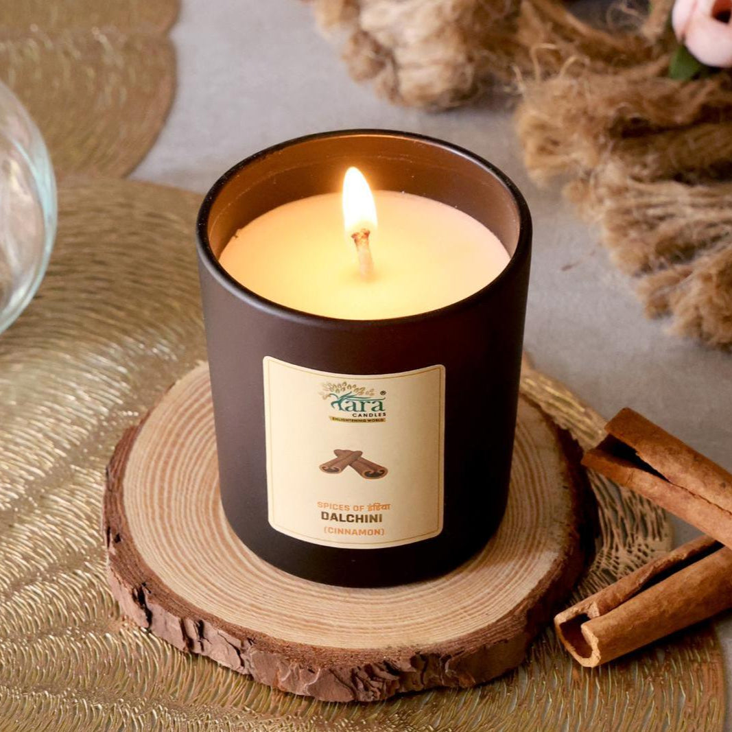 Dalchini - 1 Wick Scented Candle - Amber Glass Jar - Medium - Tara Candles
