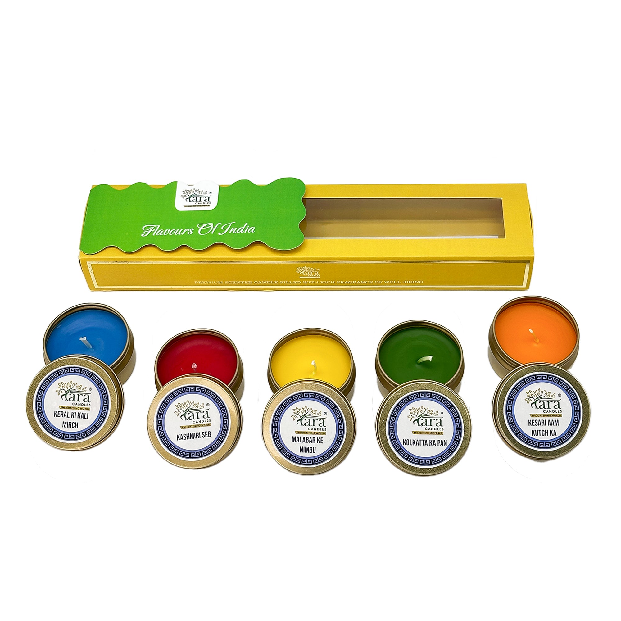 Flavours of India - Scented Tin Candle - Set of 5 - Tara Candles