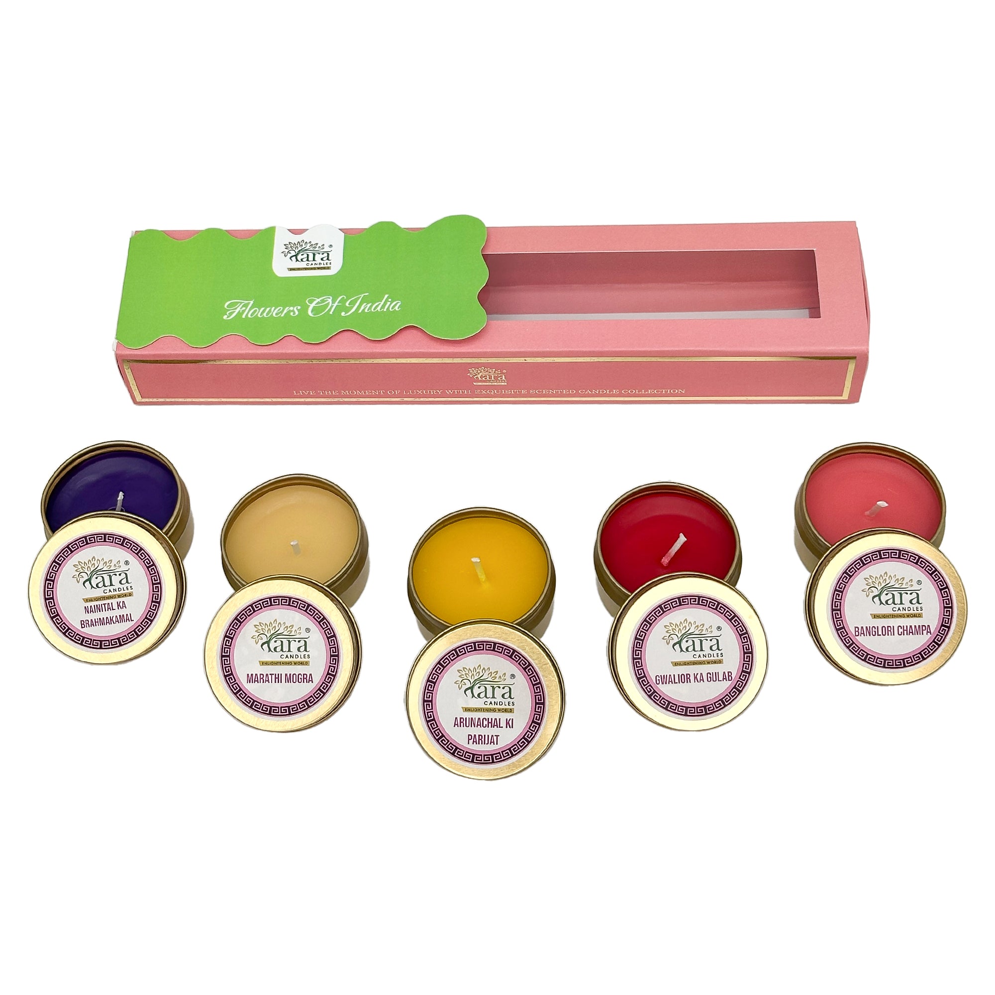 Flowers of India - Scented Tin Candle - Set of 5 - Tara Candles