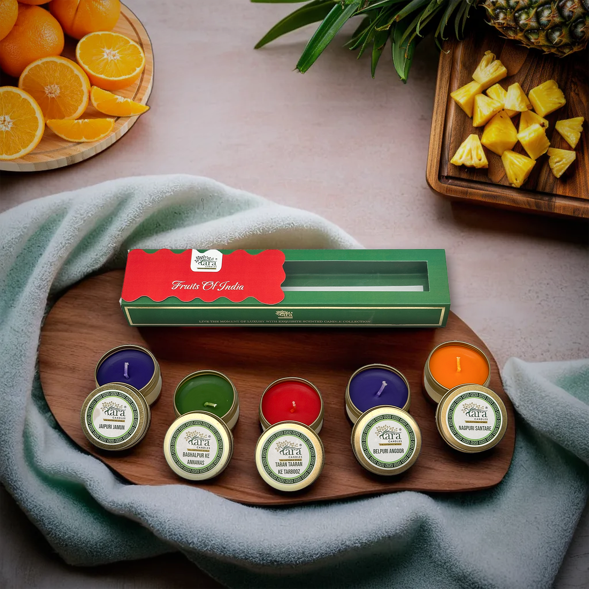 Fruits of India - Scented Tin Candle - Set of 5 - Tara Candles