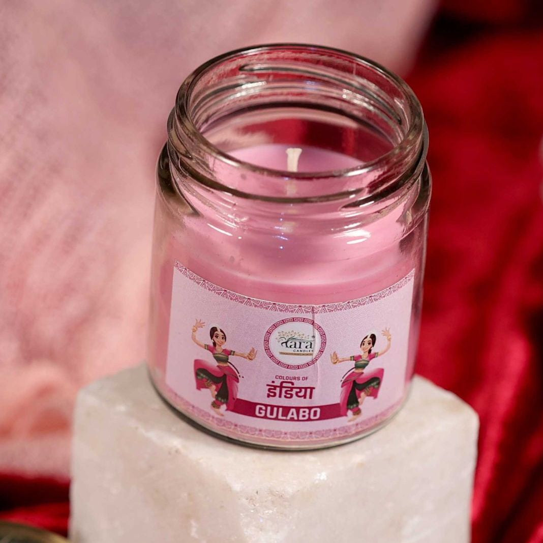 Gulabo - 1 Wick Scented Candle - Plain Glass Jar - Tara Candles