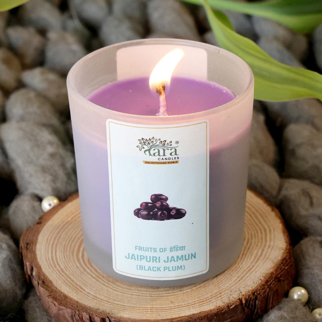 Jaipuri Jamun - 1 Wick Scented Candle - Frosted Glass Jar - Tara Candles