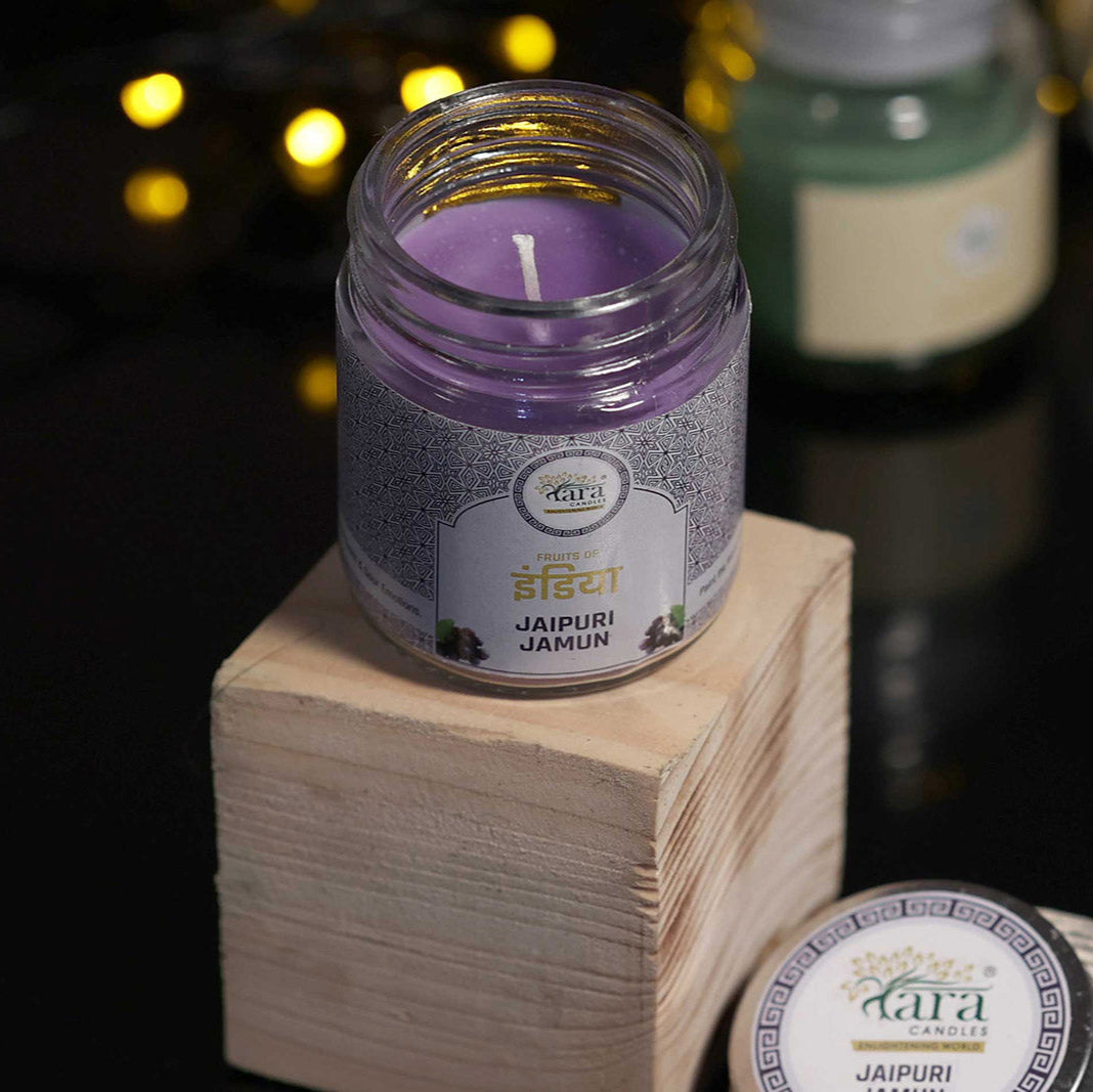 Jaipuri Jamun - 1 Wick Scented Candle - Plain Glass Jar - Tara Candles