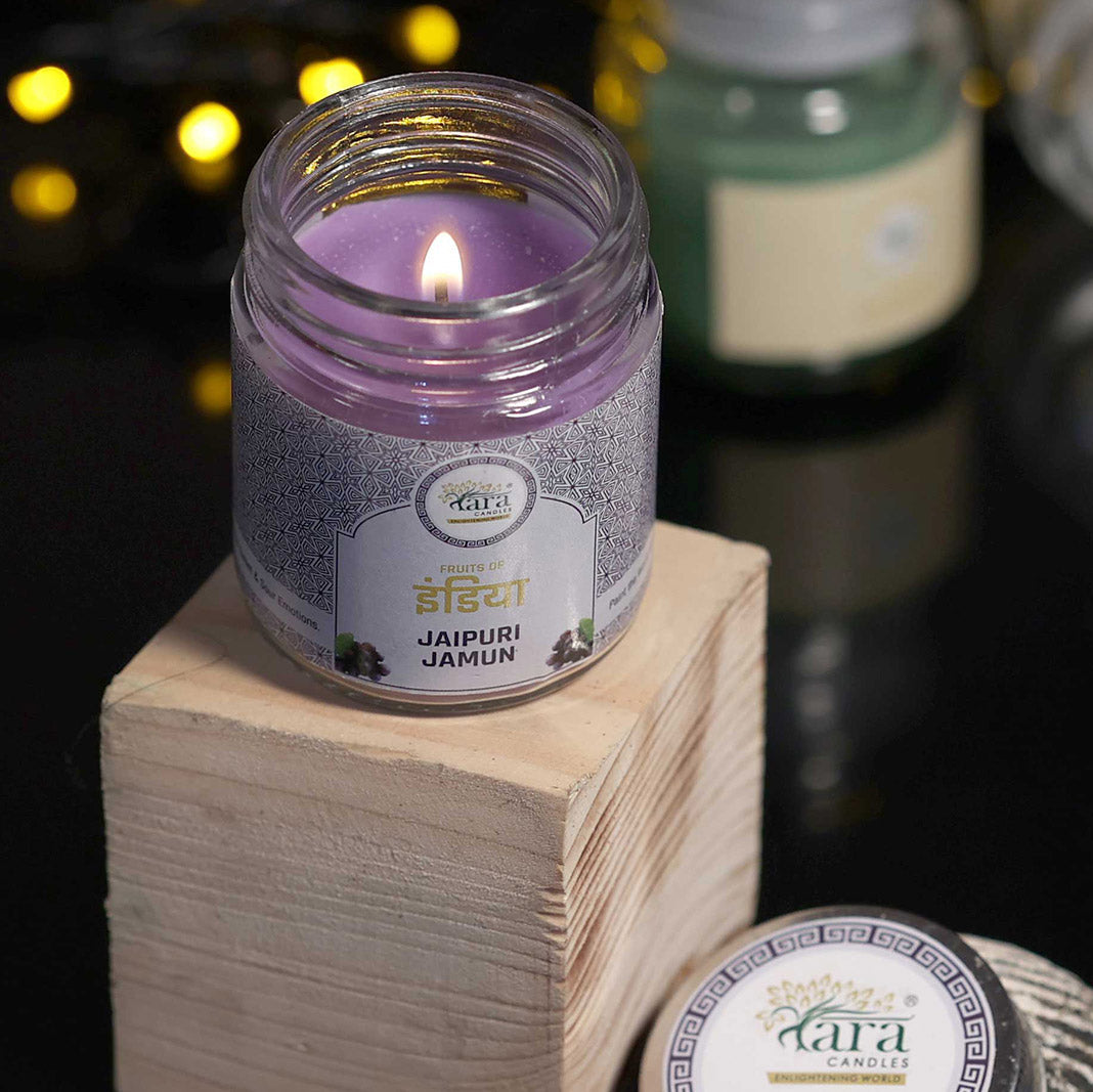 Jaipuri Jamun - 1 Wick Scented Candle - Plain Glass Jar - Tara Candles