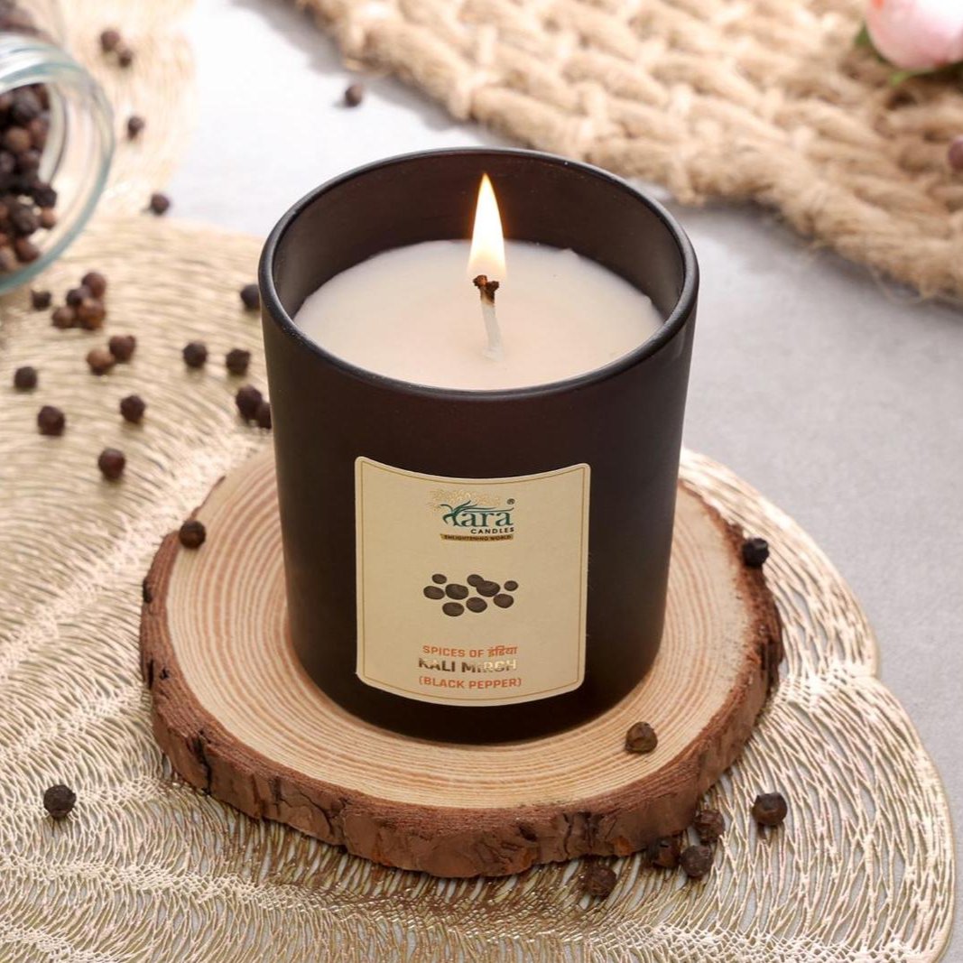 Kalimirch - 1 Wick Scented Candle - Amber Glass Jar - Medium - Tara Candles