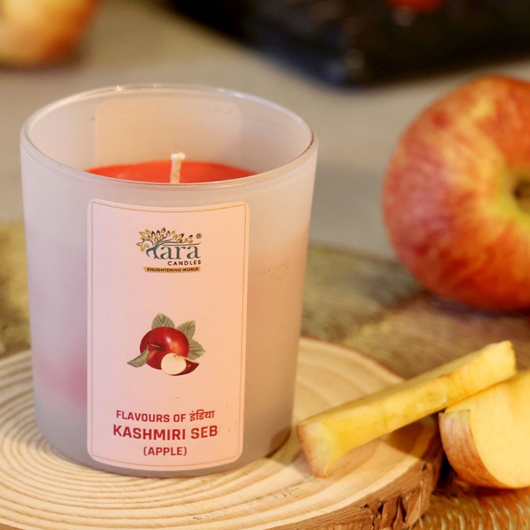 Kashmiri Seb - 1 Wick Scented Candle - Frosted Glass Jar - Tara Candles