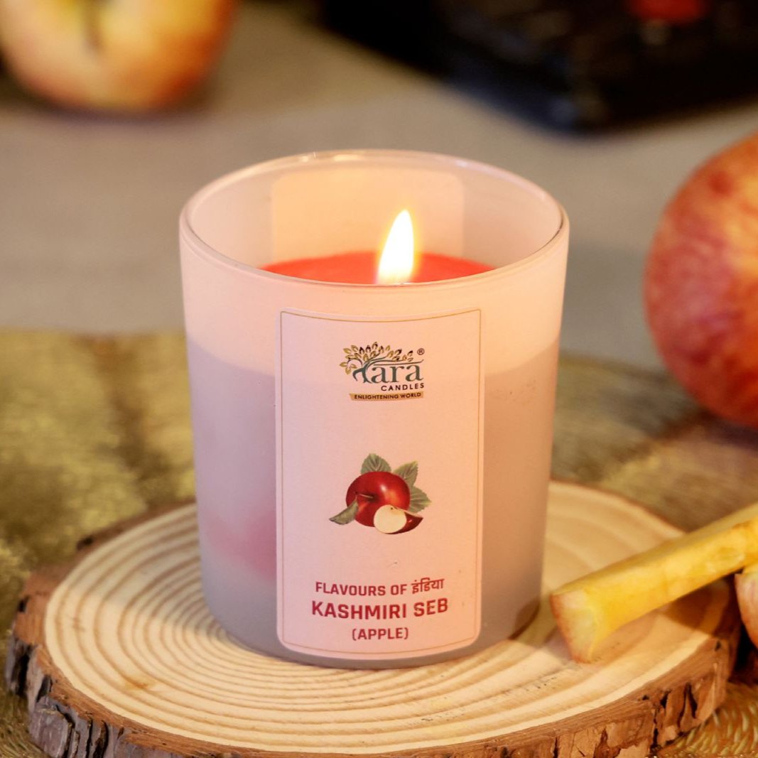 Kashmiri Seb - 1 Wick Scented Candle - Frosted Glass Jar - Tara Candles