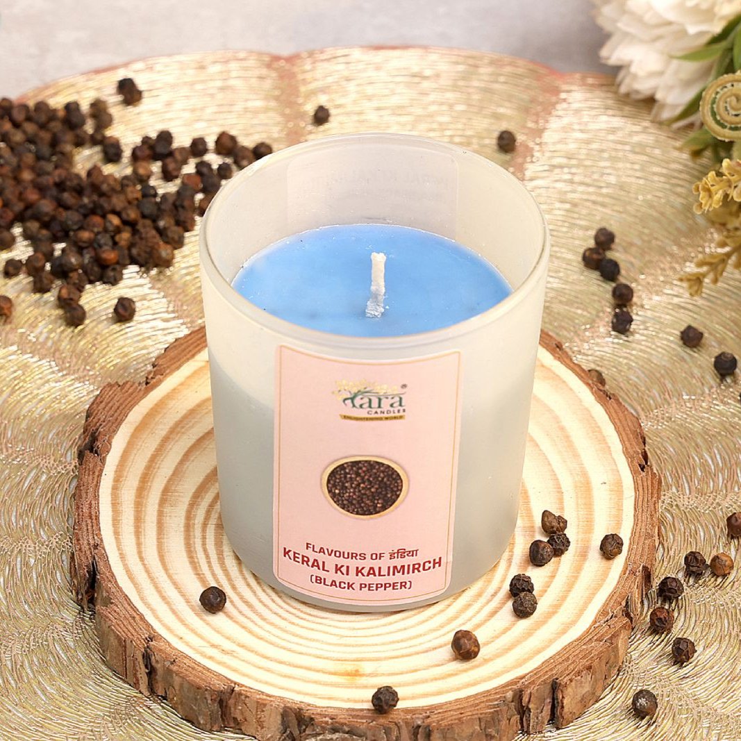 Keral Ki Kalimirchi - 1 Wick Scented Candle - Frosted Glass Jar - Tara Candles