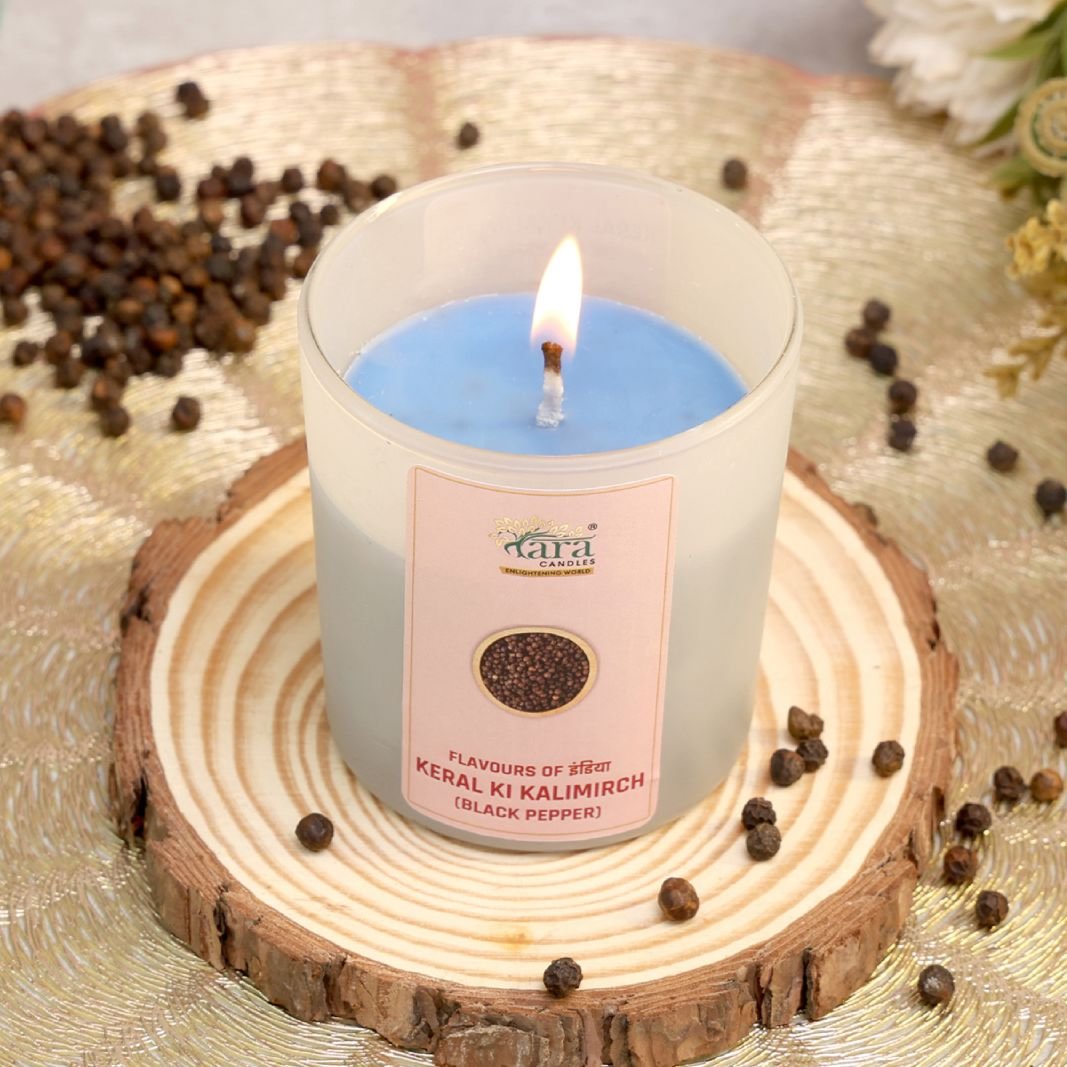 Keral Ki Kalimirchi - 1 Wick Scented Candle - Frosted Glass Jar - Tara Candles