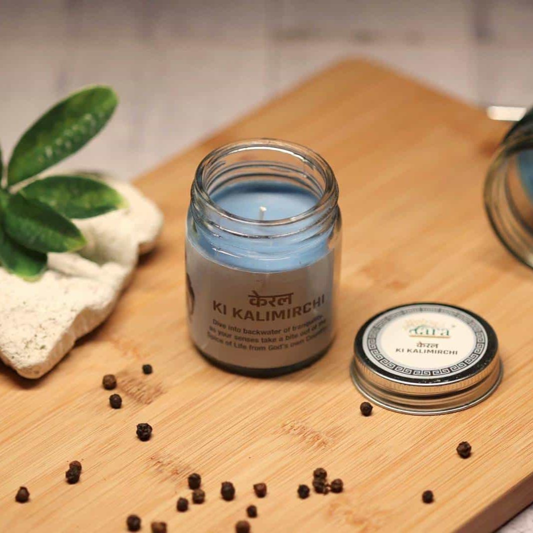 Keral Ki Kalimirchi - 1 Wick Scented Candle - Plain Glass Jar - Tara Candles