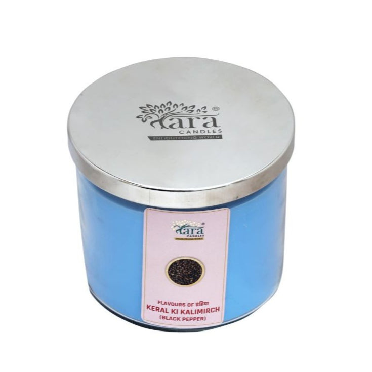 Keral Ki Kalimirchi - 3 Wick Scented Candle - Clear Glass Jar - Tara Candles