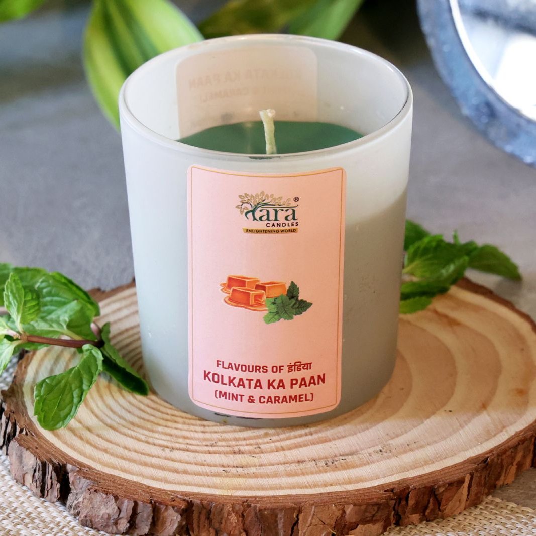 Kolkata Ka Paan - 1 Wick Scented Candle - Frosted Glass Jar - Tara Candles