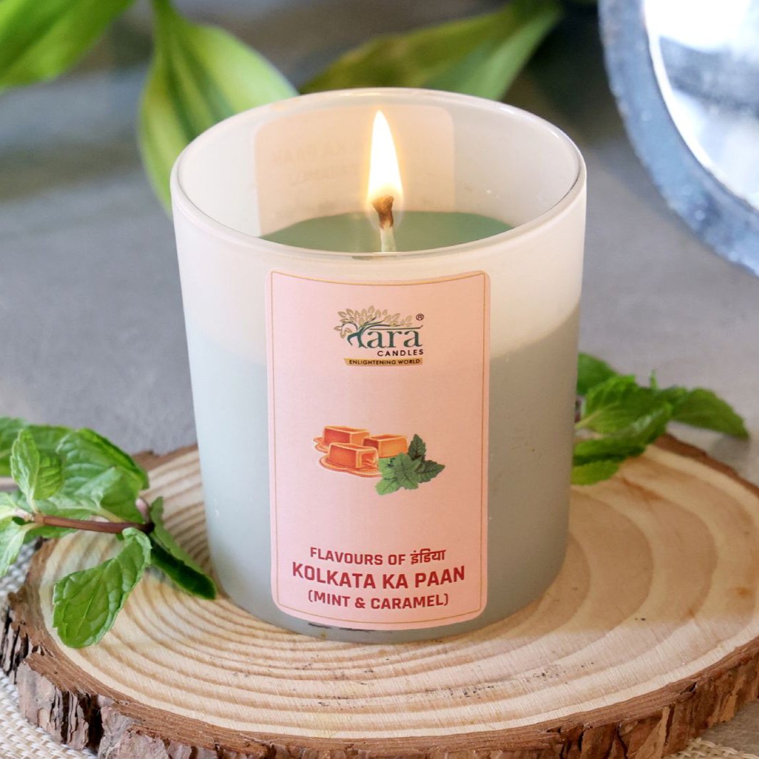 Kolkata Ka Paan - 1 Wick Scented Candle - Frosted Glass Jar - Tara Candles