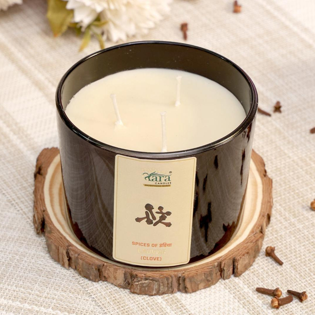 Lauvng  - 3 Wick Scented Candle - Amber Glass Jar - Large - Tara Candles