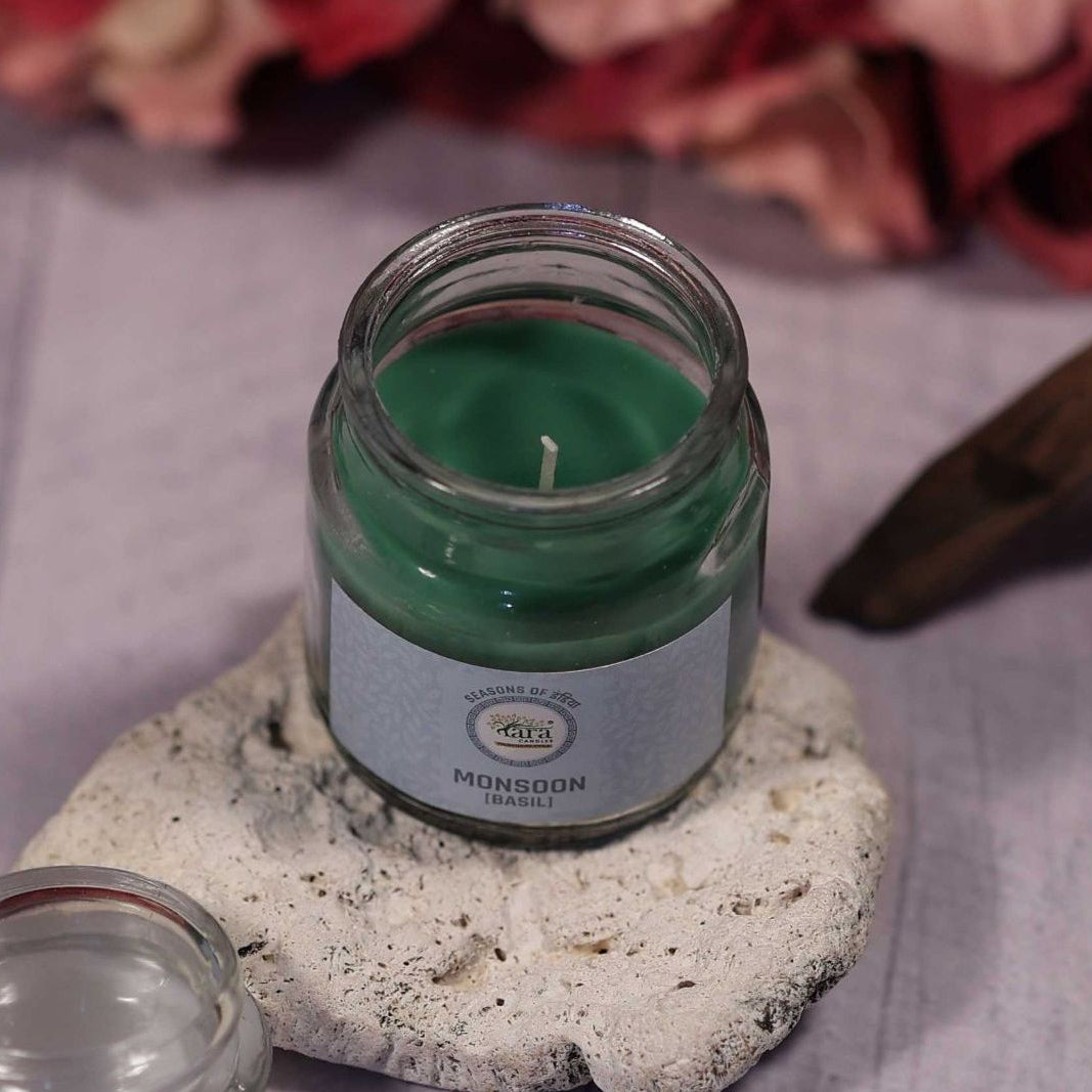 Monsoon Basil - 1 Wick Scented Candle - Irish Glass Jar - Tara Candles