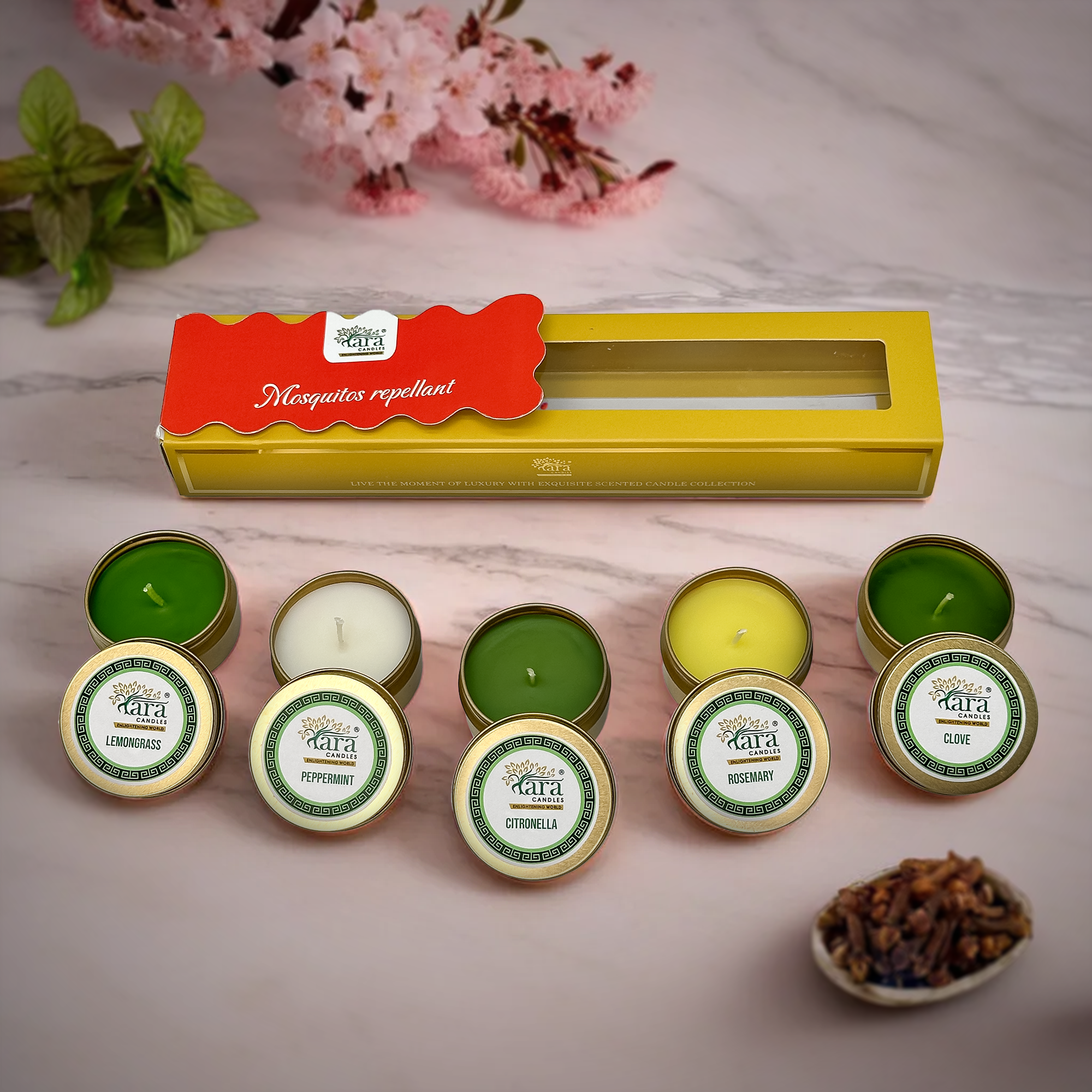 Mosquitos Repellant - Scented Tin Candle - Set of 5 - Tara Candles