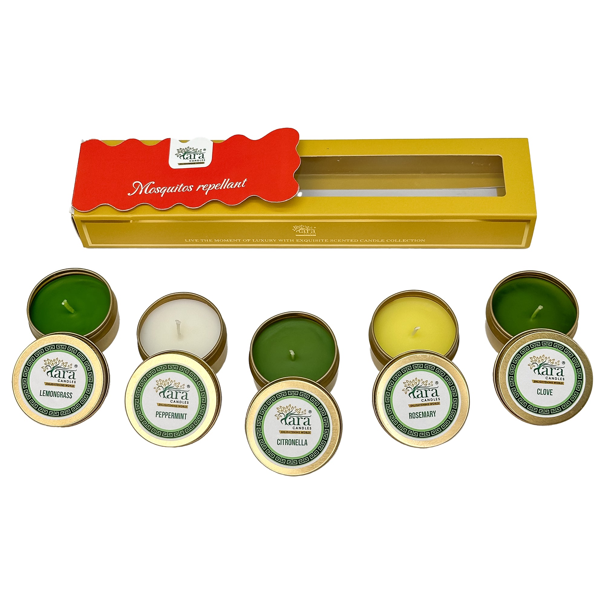 Mosquitos Repellant - Scented Tin Candle - Set of 5 - Tara Candles