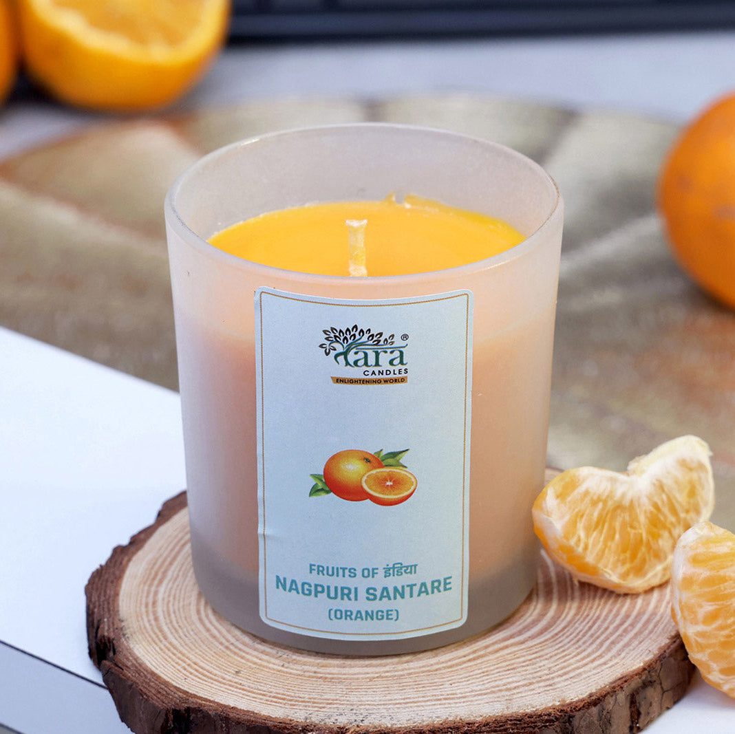 Nagpuri Santare - 1 Wick Scented Candle - Frosted Glass Jar - Tara Candles