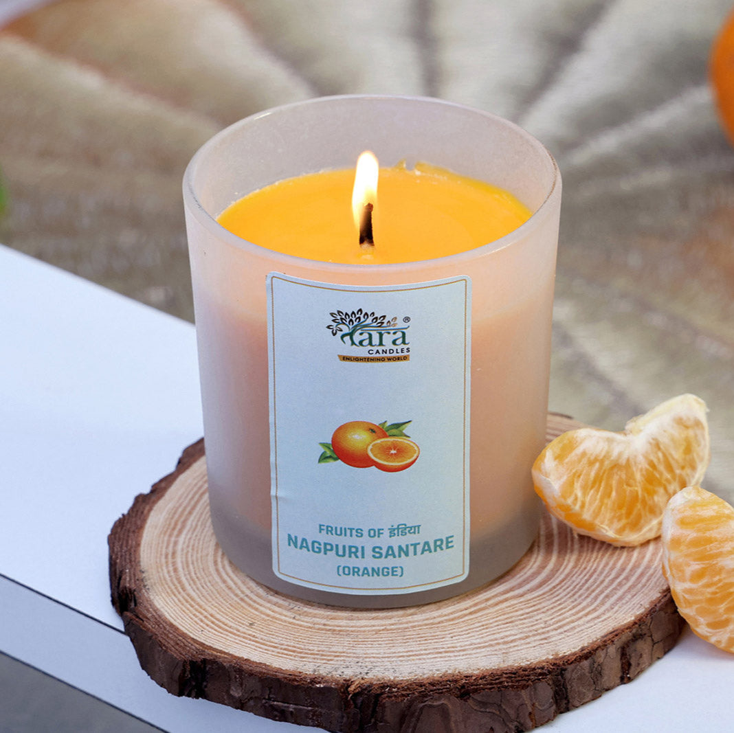 Nagpuri Santare - 1 Wick Scented Candle - Frosted Glass Jar - Tara Candles