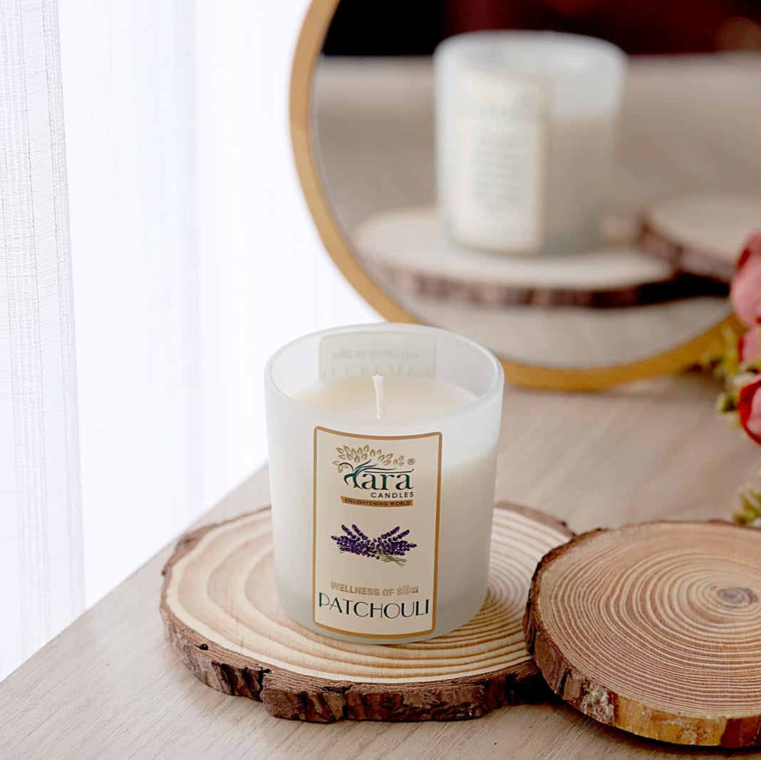 Patchouli - 1 Wick Scented Candle - Frosted Glass Jar - Tara Candles