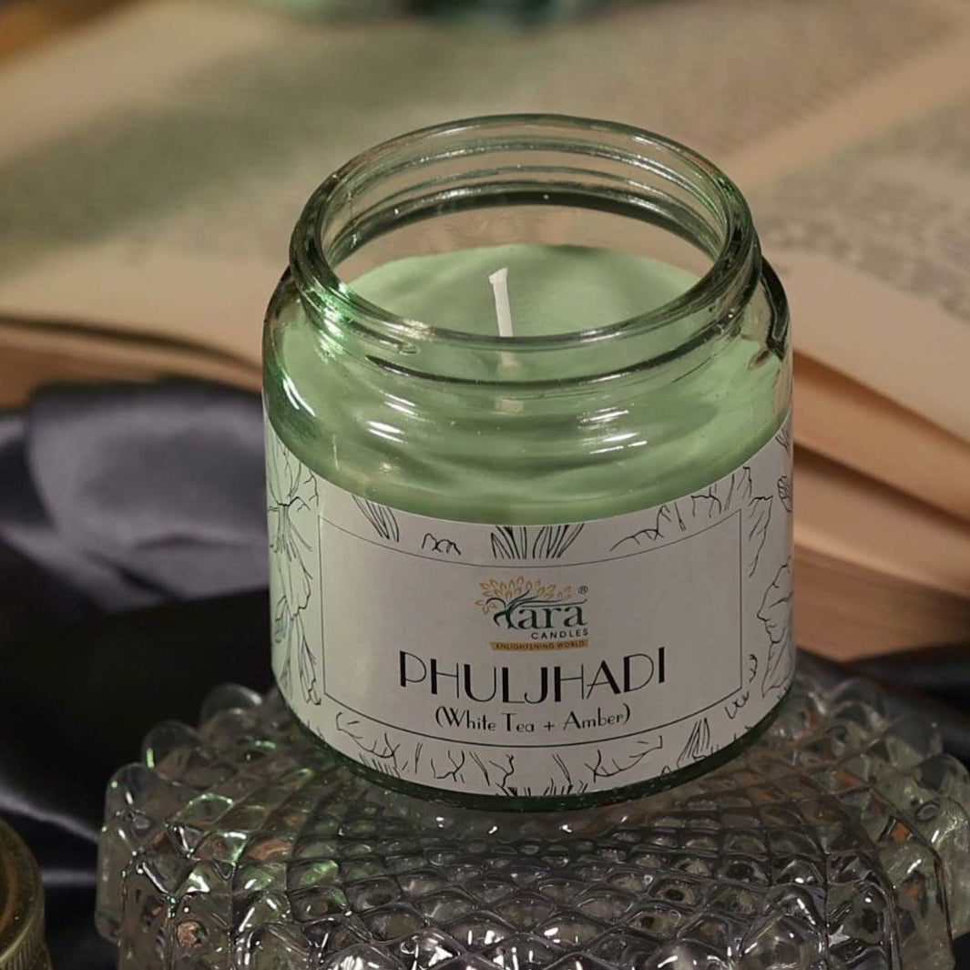 Phuljhadi- 1 Wick Scented Candle - Plain Glass Jar - Tara Candles