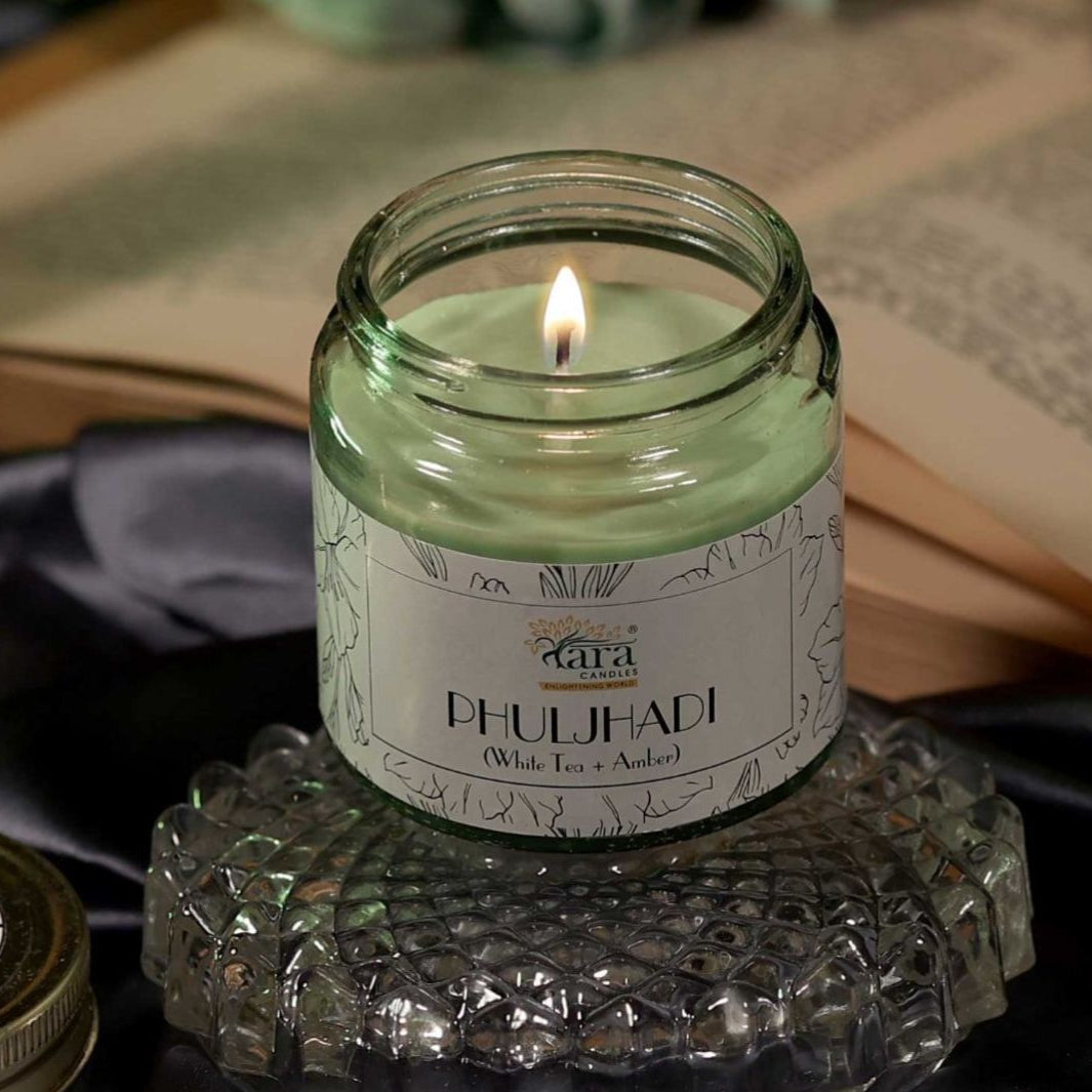Phuljhadi- 1 Wick Scented Candle - Plain Glass Jar - Tara Candles