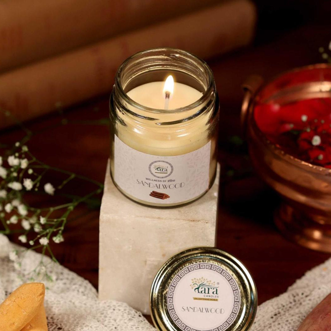 Sandalwood - 1 Wick Scented Candle - Plain Glass Jar - Tara Candles