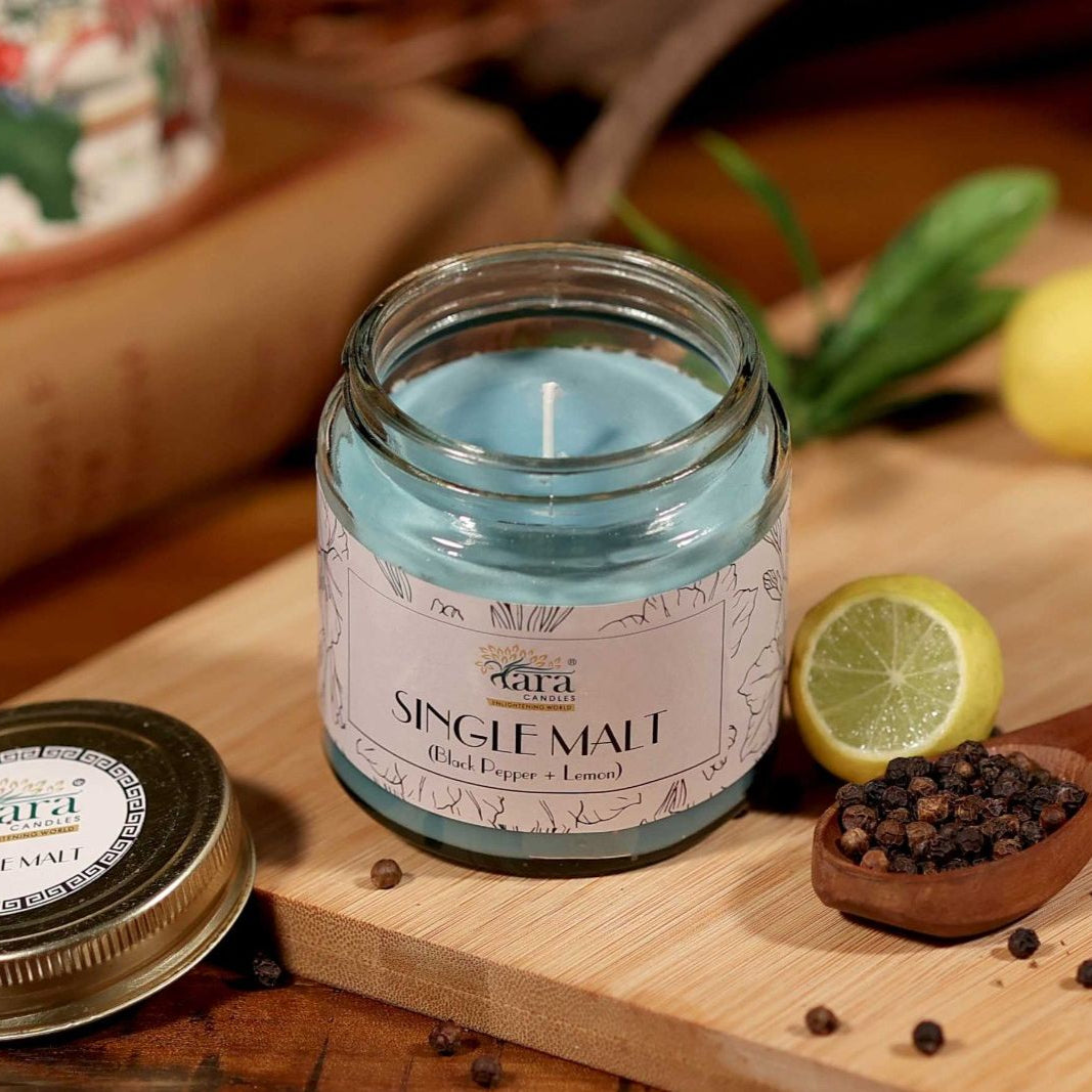 Singlemalt - 1 Wick Scented Candle - Plain Glass Jar - Tara Candles