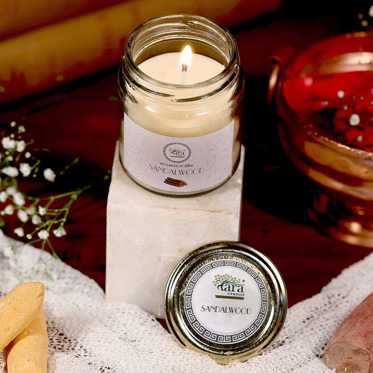 Aam Sonpapdi - 1 Wick Scented Candle -  Glass Jar Cork Lid - Tara Candles