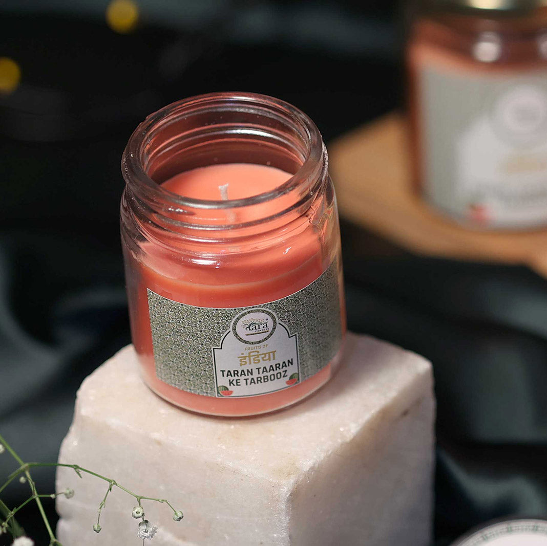 Taran Taaran Ke Tarbooz - 1 Wick Scented Candle - Plain Glass Jar - Tara Candles