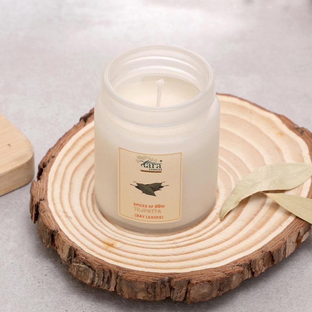 Tejpatta - 1 Wick Scented Candle - Frosted Container - Tara Candles