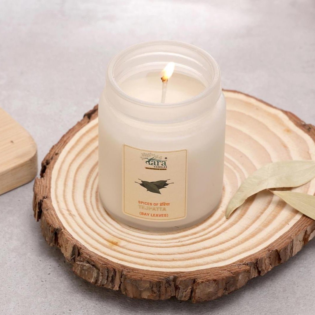Tejpatta - 1 Wick Scented Candle - Frosted Container - Tara Candles