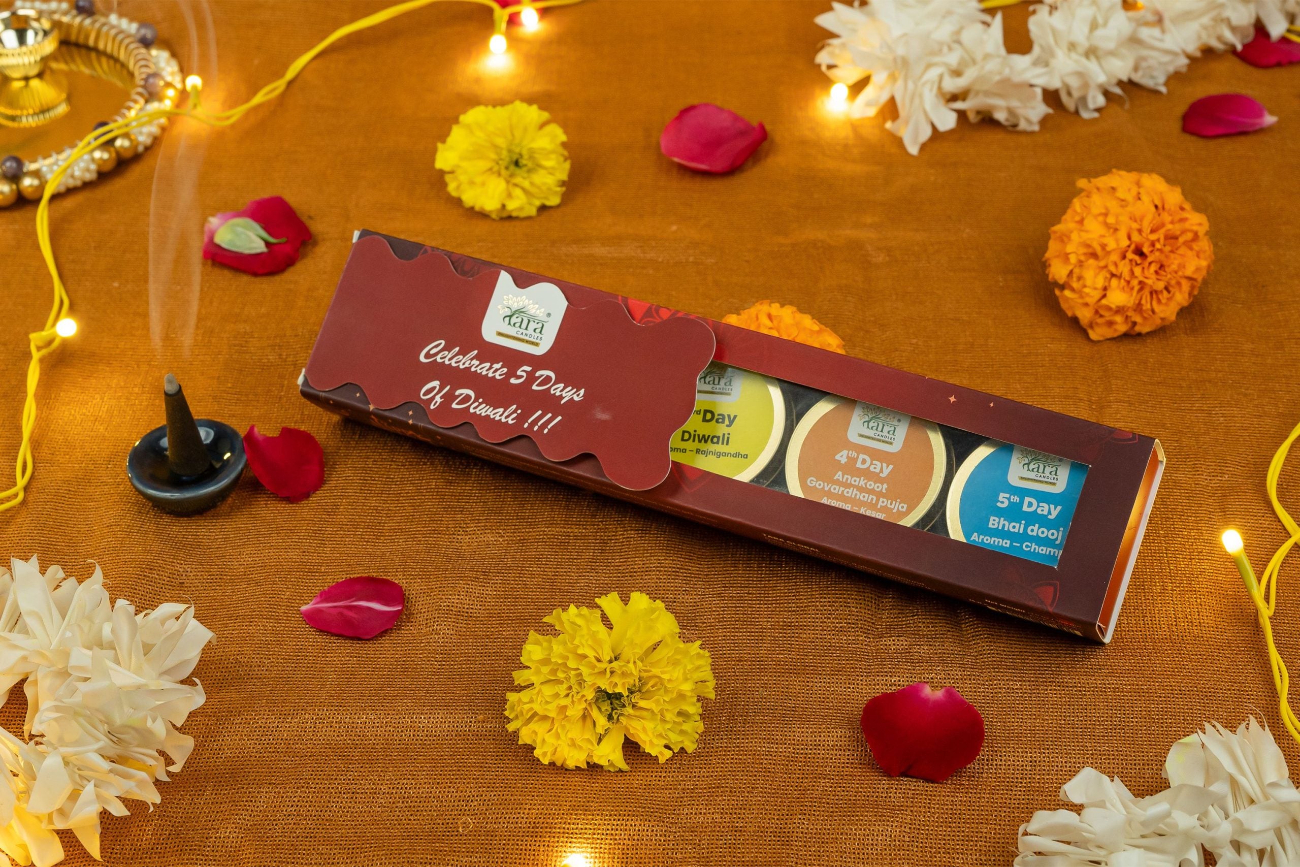 Tara Diwali Celebration of 5 Days Tin Aromatic Candle Gift Pack