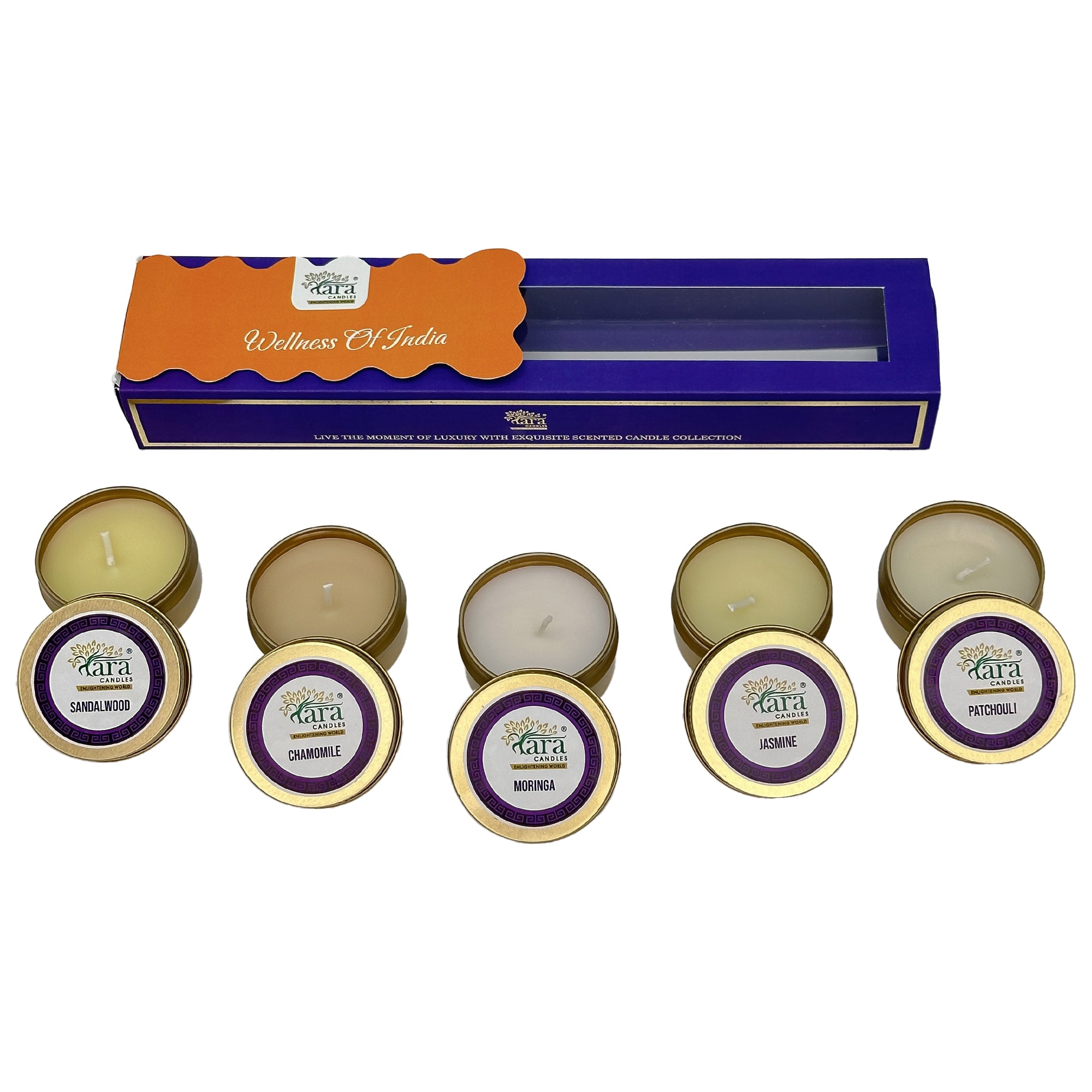 Wellness of India - Scented Tin Candle - Set of 5 - Tara Candles