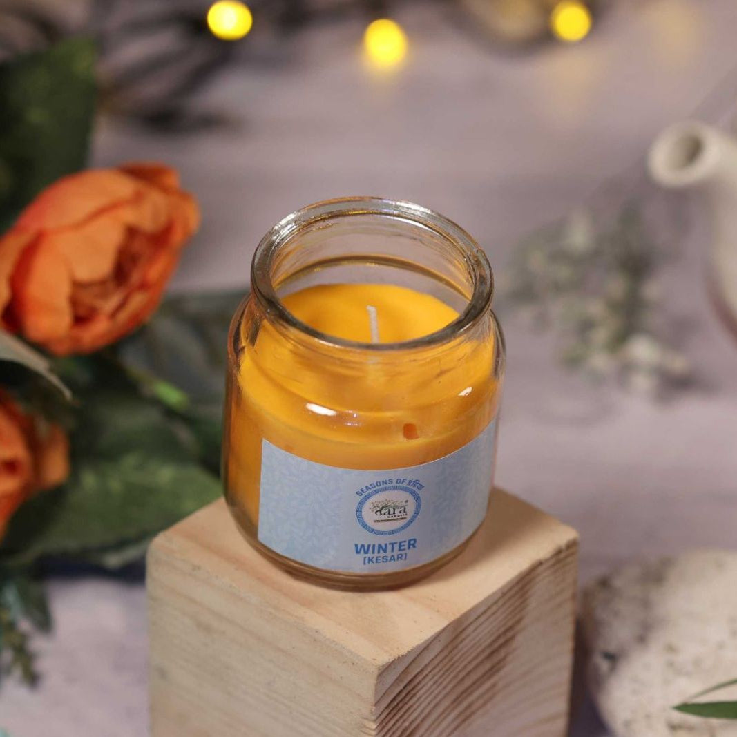 Winter Kesar - 1 Wick Scented Candle - Irish Glass Jar - Tara Candles