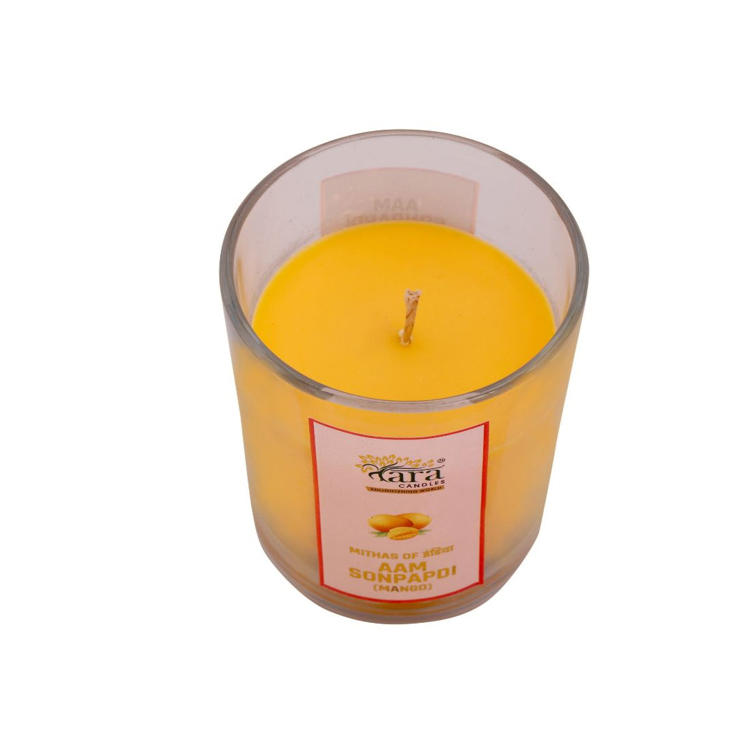 Aam Sonpapdi - 1 Wick Scented Candle -  Glass Jar Cork Lid - Tara Candles