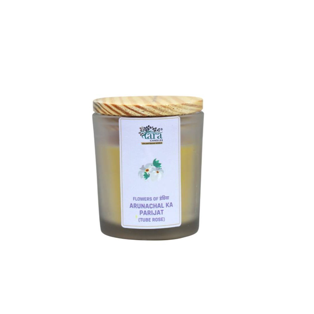 Arunachal KI Parijat - 1 Wick Scented Candle - Frosted Glass Jar - Tara Candles