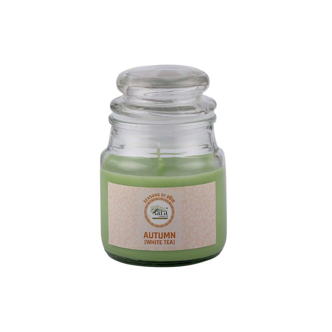 Autumn White Tea - 1 Wick Scented Candle - Irish Glass Jar - Tara Candles
