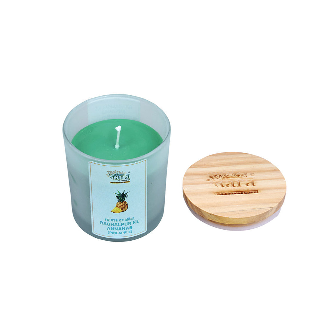 Baghalpur Ke Annanas - 1 Wick Scented Candle - Frosted Glass Jar - Tara Candles
