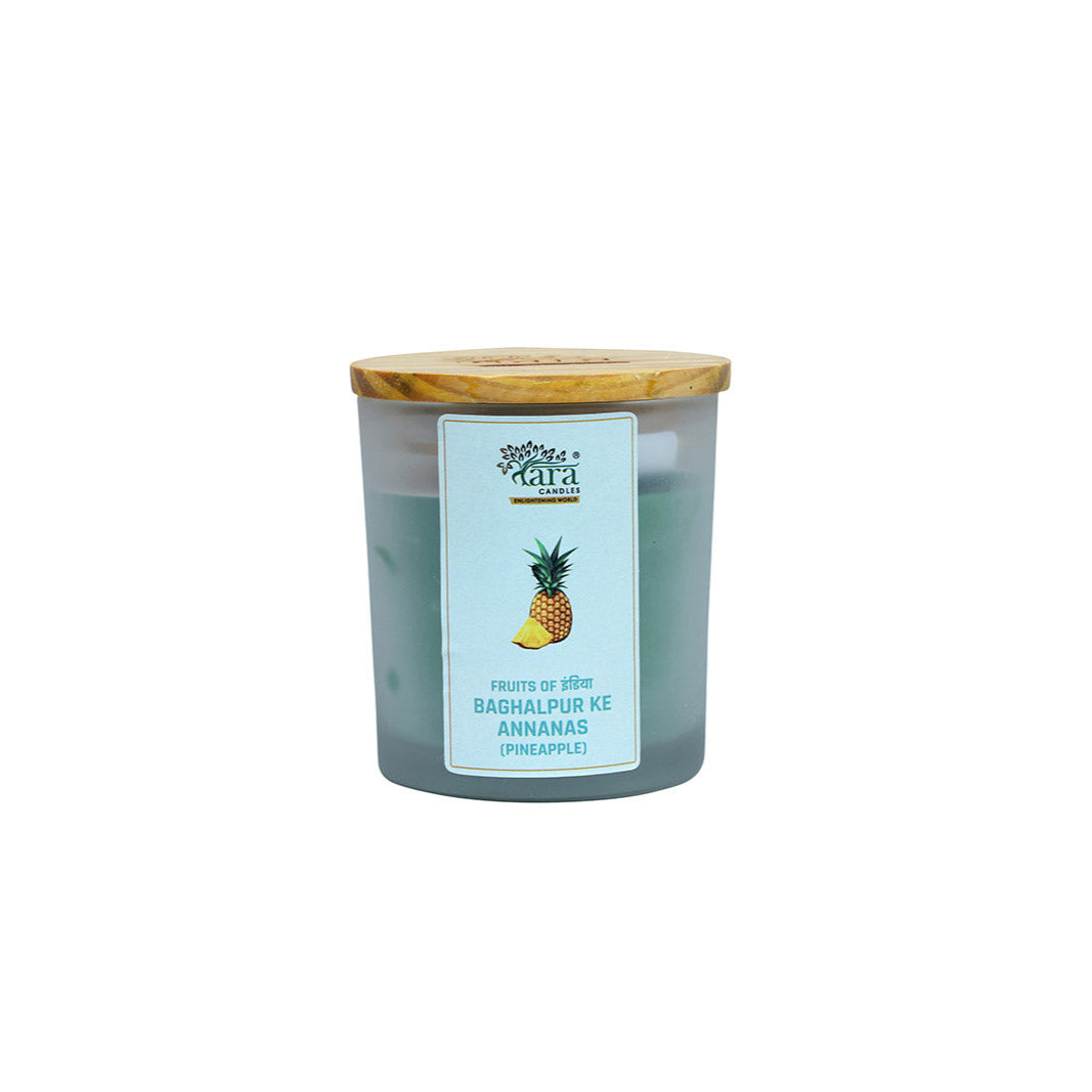 Baghalpur Ke Annanas - 1 Wick Scented Candle - Frosted Glass Jar - Tara Candles
