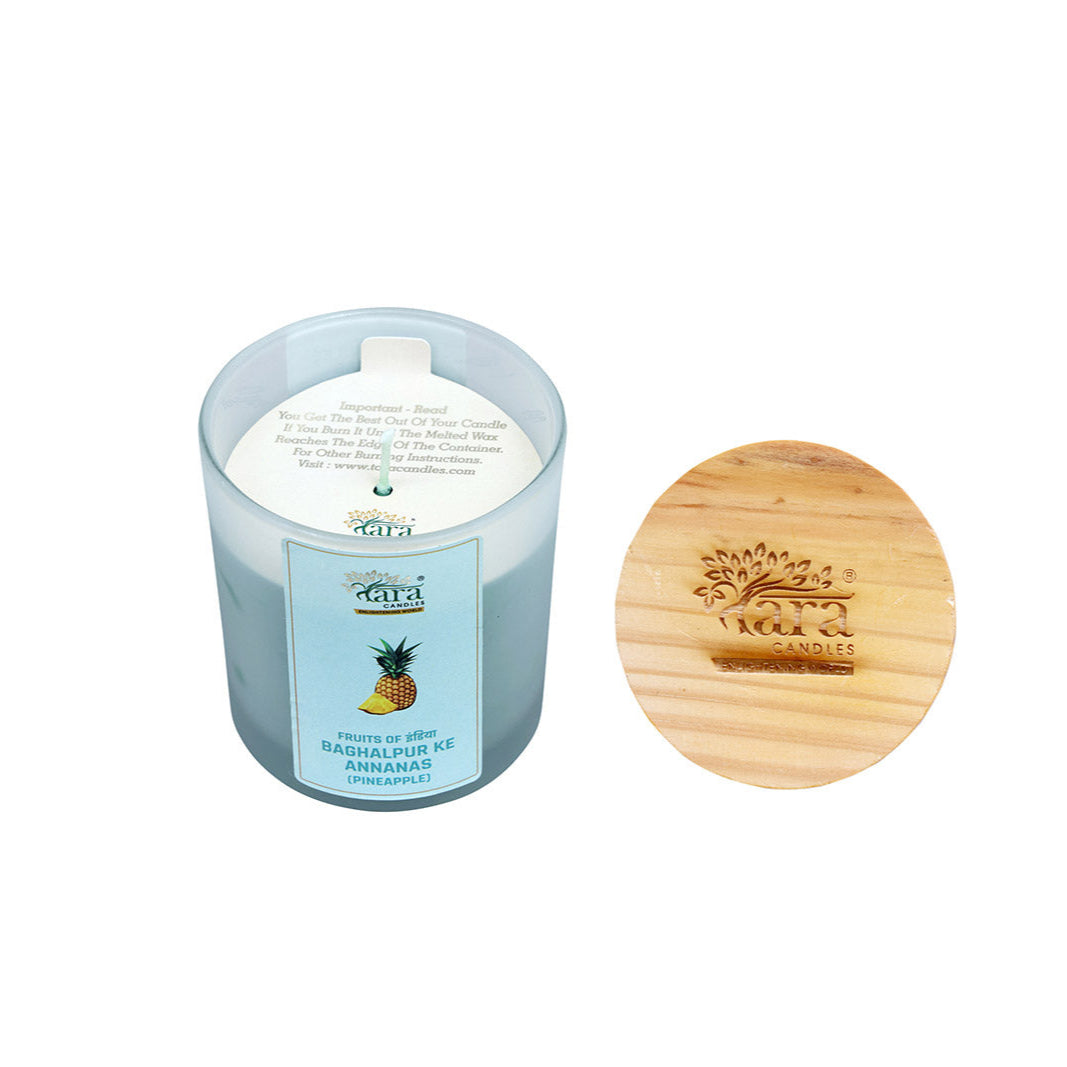 Baghalpur Ke Annanas - 1 Wick Scented Candle - Frosted Glass Jar - Tara Candles
